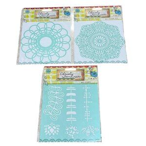 3 Christy Tomlinson Mask Vintage Doily Lace Flowers Stencil She Art New